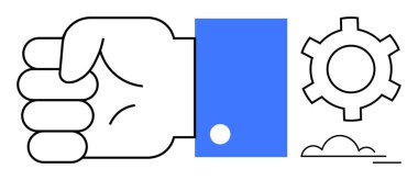Mavi kollu bir yumruk, endüstriyi ve ilerlemeyi temsil eden vites, ve minimum bulut şekli. Güç, liderlik, takım çalışması, yenilik, üretkenlik, esneklik için idealdir.