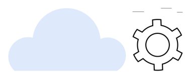 Bulut hesaplamasını, teknolojiyi, ayarları, senkronizasyonu ve yeniliği sembolize eden bir vites anahatına bitişik mavi bulut. Teknoloji, bilişim, yazılım, bulut çözümleri işbirliği yeniliği için ideal