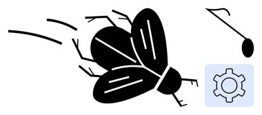 Dinamik çizgilerle uçan böcekler, mekaniği temsil eden teçhizat, yaratıcılık, idarecilik, problem çözme, ilerleme, hassasiyet ve kontrol. Dinamik yenilikçi ekoloji sistemleri için ideal