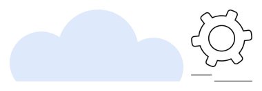 Büyük bulut çizimi bir dişli ve ağ çizgileriyle birleştirilmiş. Teknoloji, veri yönetimi, bulut depolama, otomasyon, ağ oluşturma, yenilik ve dijital dönüşüm temaları için idealdir. Düz