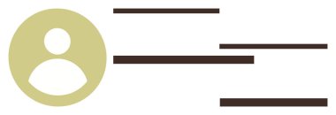 Bej arkaplan ve basitleştirilmiş yatay metin satırlarına sahip dairesel avatar. Kullanıcı arayüzü, profil düzeni, giriş, kimlik, dijital kimlik, web kişiselleştirme, düz tasarım için ideal