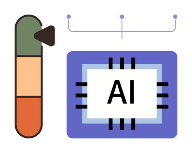 Yapay zeka, renk kodlu performans göstergesinin yanında kavramsal teknoloji bağlantısıyla mikroçipi işaretledi. Yapay zeka, makine öğrenimi, yenilik, teknoloji eğilimleri, otomasyon, performans, verimlilik için ideal