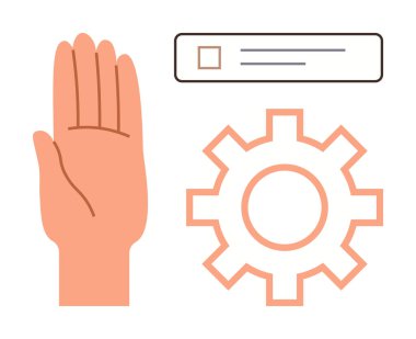 Uzatılmış el, ayarlar ve onay kutusu kontrolü, kişiselleştirmeyi, izni veya tercihleri temsil eder. Ayarlar, arayüz tasarımı, gizlilik erişilebilirlik onayı kullanıcı eylemi için ideal