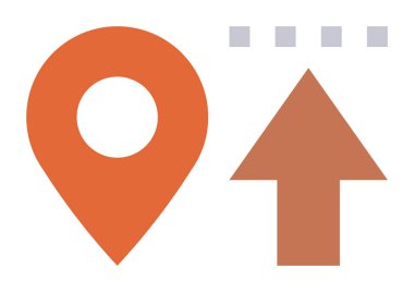 Noktalı kareli turuncu lokasyon, yön, ilerleme, planlama ve hedefleri sembolize eder. Seyahat, lojistik, hedefler, istikamet, iş büyümesini izlemek için ideal