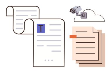 Belgeler, bulut depolama ve güvenlik kamerası veri depolama, erişim ve korunmayı ön plana çıkarıyor. Teknoloji, siber güvenlik, belge yönetimi, bulut çözümleri çevrimiçi gizlilik iş verileri için ideal