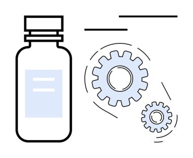 İlaç şişesi mekanik viteslerle eşleştirilerek, ilaç üretimi, süreç iyileştirmesi, yenilik, verimlilik, endüstri ilerlemesi, araştırma, sağlık ilerlemesini temsil ediyor. İdeal