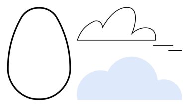 İki farklı bulut şekilli yumurta çizgisi, biri çizilmiş ve biri gölgelenmiş. Temalar için idealler, basit bir dairede doğa, büyüme, potansiyel, basitlik, hava, tarım ve yaratıcılığı başparmaklar