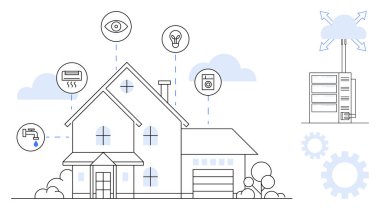 Modern ev, aydınlatma, güvenlik, havalandırma ve bulut yönetimi ile bağlantılı cihazlar için akıllı sensörlerle entegre edildi. Akıllı yaşam için ideal, IOT, otomasyon, enerji verimliliği, bağlantı evi