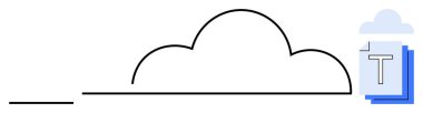 Dosya depolama, veri yönetimi ve çevrimiçi işbirliğini sembolize eden dijital metin dosyalarının üzerinde bulut ana hatları. Teknoloji, bulut hesaplama, iş, dosya paylaşımı, eğitim, veri güvenliği için ideal