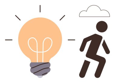 Ampulün parlaması yenilik ve fikirleri temsil eder. Yürüyen bir figür ilerlemeyi, hareketi ya da ileriyi düşünmeyi önerir. Yaratıcılık için ideal, ilham, büyüme, gelişme, problem çözme