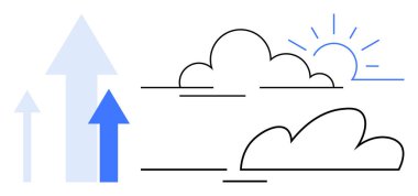 Oklar, bulutların ve güneş ışınlarının yanında yukarıya doğru uzanan, ilerleme ve iyimserliği temsil eden oklar. Büyüme, başarı, hırs, liderlik, gelişme ve gelecekteki motivasyon için idealdir. Temiz daire