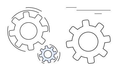 Çeşitli boyutlarda üç basit çarkın kenetlenmesi takım çalışmasını, bütünleşmeyi ve verimliliği sembolize eder. İşbirliği, üretkenlik, yenilik, mühendislik, takım çalışması yönetimi için ideal