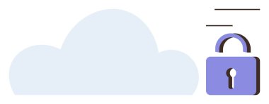 Bulut şekli ve asma kilit güvenli veri depolama, mahremiyet ve şifrelemeyi temsil ediyor. Siber güvenlik, bulut bilgisayarı, veri koruması, çevrimiçi gizlilik, dijital güvenlik, uygulama için ideal özellikler
