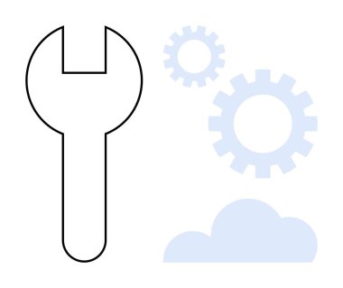 Vitesli ve bulut grafikli anahtarlar tamir, bulut depolama, ayarlar ve yenilik öneriyor. Teknoloji için ideal, bulut hesaplama, bakım, mühendislik, destek çözümleri basit düz