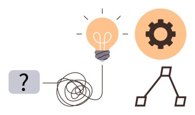 Soru bloğu karmaşık hatta bağlanır ve parlak ampul ve işlem şeması ile donanıma yol açar. Problem çözme, yenilik, süreç yönetimi, yaratıcılık ve beyin fırtınası için ideal