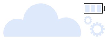 Pil göstergeli bulut ve vitesler bulut teknolojisini, enerji verimliliğini ve sistem optimizasyonunu simgeliyor. Yenilik için ideal, depolama, sürdürülebilirlik, otomasyon, ilerleme, teknoloji sade düz