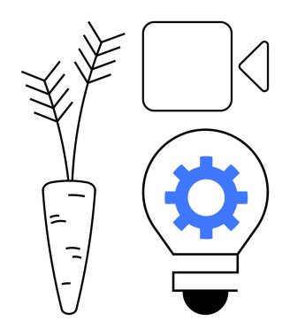 Yenilik, sürdürülebilirlik, teknoloji ve üretkenlik temalarını birleştirmek için havuç, donanımlı ampul ve video oyunu paylaşım alanı. Yaratıcılık, eko-farkındalık, dijital için ideal