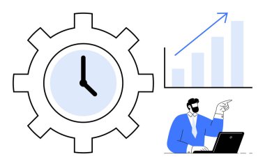 Saat, büyüme grafiği ve masa başı yönetimi, verimlilik ve başarı konularında uzman. Üretkenlik, planlama, organizasyon, strateji takım çalışması yönetimi için ideal basit bir daire
