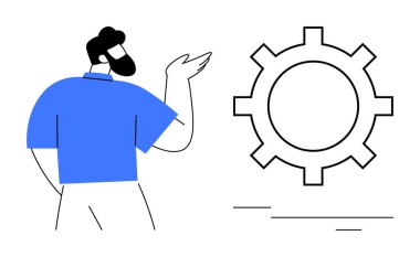 Bir vitese doğru hareket eden, takım çalışmasını temsil eden, süreç geliştirme, yenilik, teknik destek, işbirliği, iş akışı optimizasyonu ve problem çözme. Minimalist düz metafor