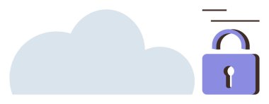 Mor asma kilide sahip bulut simgesi veri güvenliğini, mahremiyeti ve erişim korumasını simgeliyor. Teknoloji, bulut depolama, siber güvenlik, mahremiyet, çevrimiçi veri, güvenlik için basit düz metafor