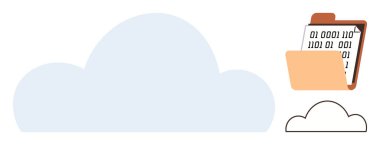 Depolama için büyük bulut şekli, veri indirmek için ikili kodlu dizini aç. Veri yönetimi için ideal, teknik çözümler, dijital ilerleme, bulut sistemleri, dosya paylaşımı, ölçeklenebilirlik, basit düz