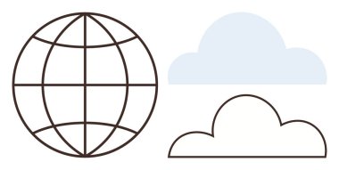 Küresel ağların, iletişimin, bulut hesaplamasının yanı sıra belirlenmiş ve doldurulmuş bulutlar. Teknoloji, çevre, küresel işbirliği, yenilik, İnternet, veri paylaşımı için ideal