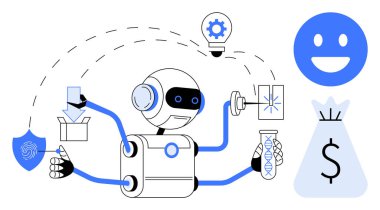 Çoklu silah taşıma görevi olan robot veri analizini, güvenli veri alışverişini, laboratuvar araştırmasını ve fikir üretimini onayladı. Teknoloji, yapay zeka, otomasyon, yenilik, verimlilik araştırması için ideal