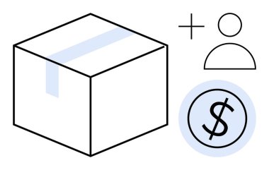 Kaset, kullanıcı avatarı ve dolar sembolü içeren bir kutu. Çevrimiçi alışveriş, nakliye, ödeme ve işlemleri temsil ediyor. Ticaret ve lojistik ticaret ticaret perakende ekonomisi için ideal