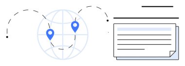 Dünya çapındaki bağlantıyı temsil eden lobut ve noktalı yollarla dolu bir dünya. Yakın belgeler bilgi paylaşımını sembolize ediyor. İletişim, ağ kurma, küreselleşme, işbirliği ve uzak mesafeler için ideal