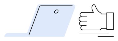 Bilgisayarı ve el hareketini göster, verimliliği, işbirliği ve başarıyı sembolize et. Teknoloji, onay, uzaktan çalışma, üretkenlik, eğitim desteği için ideal basit bir iniş sayfası