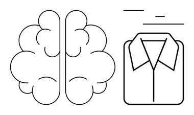 Yaratıcılığı temsil eden beyin diyagramı, profesyonellik için resmi bir gömlek imajı ile birlikte. Yenilik için ideal, iş hayatı dengesi, kariyer büyümesi, kurumsal başarı, liderlik, problem çözme