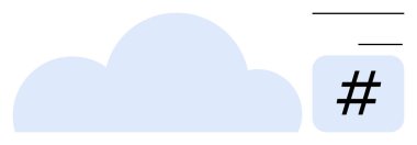 Etiket sembolünün yanındaki mavi bulut ve modern teknoloji ve ağ oluşturmayı gösteren minimalist çizgiler. Sosyal medya, bulut hesaplama, veri depolama, dijital pazarlama için ideal, çevrimiçi