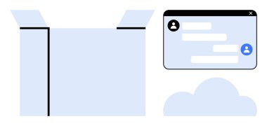 Bulut ve sohbet penceresinin yanındaki kutuyu aç, yaratıcılığı, ekip çalışmasını, veriyi, iletişimi, teknolojiyi, depolamayı ve büyümeyi gözünde canlandır. Teknoloji kavramları için ideal takım uygulamaları için platformlar depolama hizmetleri basit