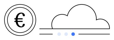 Avrupa para birimi simgesi stilize bir bulut ve ilerleme göstergesinin yanında finans teknolojisi, bulut çözümleri veya çevrimiçi işlemler öneriyor. Fintech, e-ticaret, bankacılık ya da basit bir iniş sayfası için ideal
