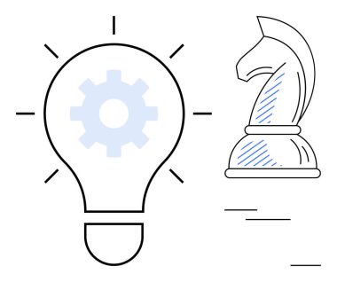 İçinde ekipman bulunan ampul yeniliği temsil ediyor. Stratejik düşünmeyi sembolize eden bir satranç şövalyesi ile eşleştiriliyor. Yaratıcılık, problem çözme, liderlik, yenilik, planlama, karar verme