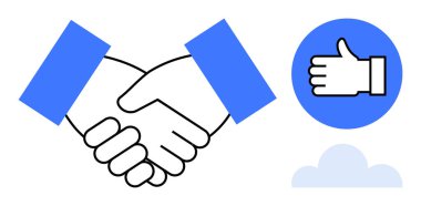 İşbirliğini temsil eden tokalaşma, onay için onay ve modern takım çalışması için bir bulut. İş, güven, ortaklık, işbirliği, başarı, ağ oluşturma ve temiz bir iniş sayfası için ideal