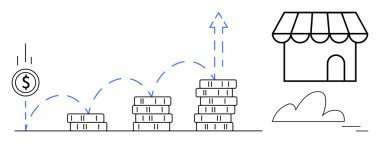 Madeni para yığınlarının artması gelirdeki büyümeyi gösteriyor ve yukarı doğru giden bir ok da mağaza önünü açıyor. Ticari büyüme, yatırım, finans, girişimcilik, perakende başarı, tasarruflar için ideal