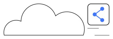 Veri alışverişini, bağlantıyı ve ağ kurulumunu vurgulayan bağlı paylaşım simgesine sahip bulut ana hatları. Bulut hesaplama, işbirliği, veri paylaşımı, ağ, iletişim, dijital için ideal