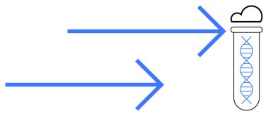 Oklar doğrudan DNA iplikçiklerini içeren, veri depolamayı sembolize eden, biyoteknolojik yenilik, bulut bilgisayarı, tanı, fütüristik araştırma, sağlık ve genetik