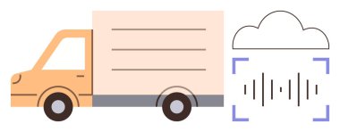 Kamyon ses dalgası ve bulut elementinin yanında hareket ediyor. Bu da verimli lojistik, veri depolama ve dijital iletişim anlamına geliyor. Ulaşım, teknoloji, bulut hesaplama, yapay zeka ve yenilik için ideal