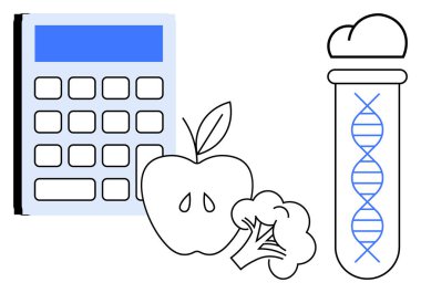 Bir test tüpündeki elma, brokoli ve DNA iplikçiklerinin yanı sıra hesap makinesi beslenme bilimi, diyet planlaması ve genetik araştırmayı da göstermektedir. Sağlık, biyoloji, eğitim ve yenilik için ideal