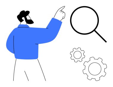 Vitesli büyüteçlere işaret etmek, analizi sembolize etmek, problem çözme, yenilik, strateji geliştirme, takım çalışması, süreç optimizasyonu ve keşif. Basit için ideal