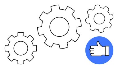 Birbirine bağlı takım çalışmasını ve verimliliğini gösteren vitesler, olumlu sonuçlar için baş parmaklarla eşleştirildi. Takım çalışması, üretkenlik, iyileştirme, işbirliği, başarı, verimlilik ve basitlik için ideal