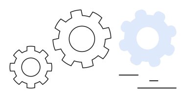 Minimalist çizgilerle hareket eden üç vites takım çalışmasını, ilerlemeyi, mühendisliği ve senkronizasyonu sembolize ediyor. Çalışma akışı, üretkenlik, mekanik, yenilik stratejisi bağlantısı için ideal basit
