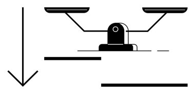 Ağırlığı, adaleti ya da karşılaştırmayı gösteren eşit tavalarla ve aşağı doğru okla denge terazisi. Temalar için ideal eşitlik, karar verme mekanizması, ölçüm, analiz, adalet, adalet