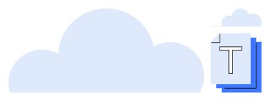 Sayısal dosya depolama, paylaşım ve erişilebilirliği temsil eden katmanlı metin belgelerine sahip büyük bulut. Bulut depolama, dosya yönetimi, veri örgütü, işbirliği, arşivleme, uzak