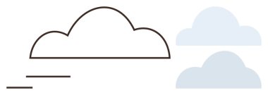 Kalın hatları olan stilize bulutlar ve arka planda iki yumuşak pastel bulut basitliği ve doğayı işaret ediyor. Hava tahmini, iklim, çevre, iletişim, minimalizm ve dijital için ideal