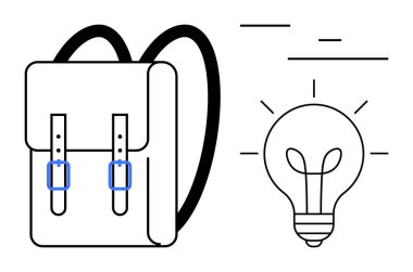 Sırt çantasında keşif, yaratıcılık ve öğrenmeyi temsil eden bir ampul var. Eğitim için ideal, ilham, yenilik, okul projeleri, seyahat, yaratıcılık kampanyaları basit iniş sayfaları