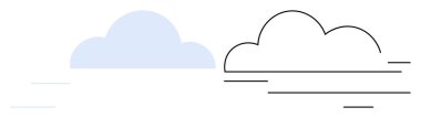 Mavi gölgeli bulut ve çizgisel aksanlı çizilmiş bulut minimalizm, ikilik ve zıt stilleri temsil eder. Hava, çevre, tasarım, basitlik, ikilik, temiz estetik için idealdir