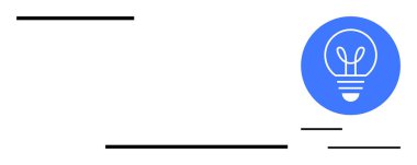 Mavi dairenin içinde soyut çizgileri olan bir ampul. Yaratıcılık, yenilik, fikirler, enerji, beyin fırtınası, tasarım ve sunumlar için idealdir. Basit bir iniş sayfası için mükemmel.